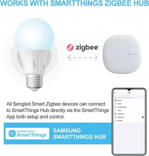 Vista 5 de Sengled - Bombillas inteligentes Zigbee, requiere un concentrador inteligente, funciona con SmartThings y Echo con concentrador incorporado, control