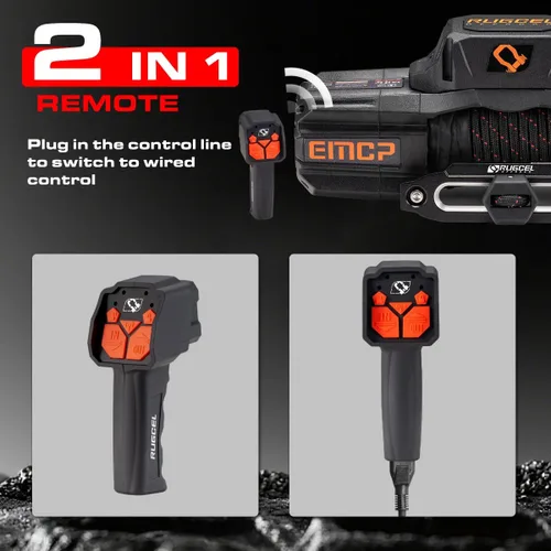 Vista 13 de RUGCEL WINCH Cabrestante EMCP de 12V 13500lb Nuevo Cabrestante Eléctrico Impermeable de Cuerda Sintética para Jeep con Hawse Fairlead, Control
