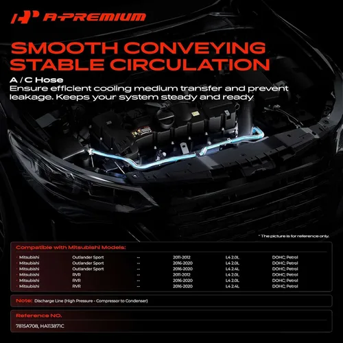 Vista 2 de A-Premium Conjunto de manguera de línea de descarga de A/C compatible con Mitsubishi Outlander Sport 2011-2012/2016-2020, RVR 2011-2012/2016-2020