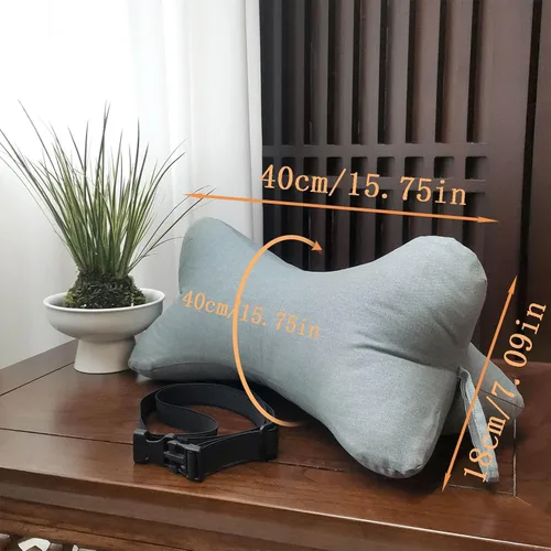 Vista 5 de Almohadas cervicales y cervicales con forma de hueso de perro con funda extraíble lavable con bucles en cualquier extremo para automóvil, autobús