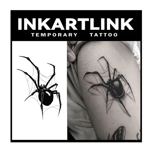 Vista 7 de INKARTLINK Tattoo Tech, 2 hojas de tatuaje semipermanente mediano, tatuajes temporales de diseño artístico para adultos, dura 1-2 semanas