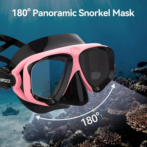 Vista 5 de COPOZZ Máscara de buceo juvenil, bajo volumen, sin empañamiento, esnórquel, buceo, gafas de buceo, máscara de vidrio templado, gafas de buceo sin