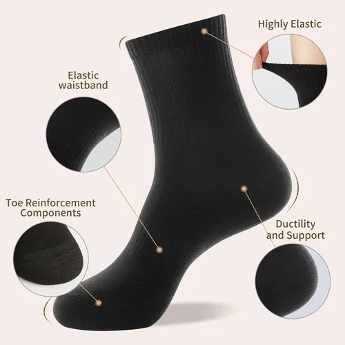 Vista 2 de J-BOX Calcetines de algodón para hombre, cómodos y transpirables, calcetines deportivos casuales, 5 pares
