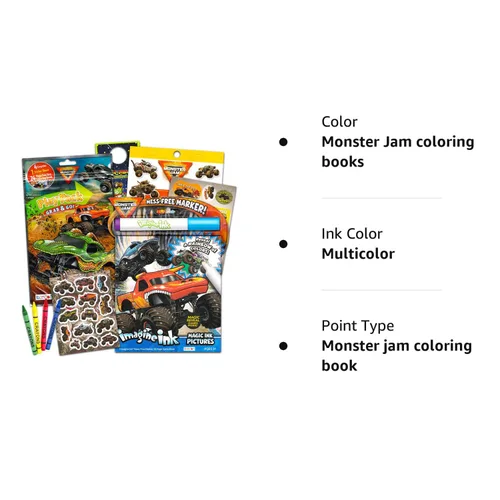 Vista 6 de Monster Jam Ultimate Coloring Book Set for Kids Activity Bundle with Monster Jam Imagine Ink, Mini Coloring Book, 100+ Stickers, Door Hanger and