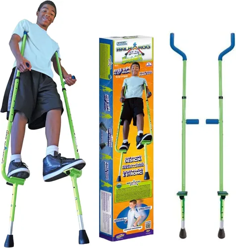 Vista 8 de Geospace Walkaroo Xtreme - Zancos de acero ajustables para niños, juego en interiores y exteriores, ejercicio, zancos de acero para adultos, hasta