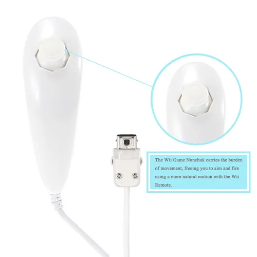 Vista 3 de JINHEZO Nunchuck Controller Joystick Gamepad Replacement for wii Nunchuck Controller, Compatible with Nintendo Wii & Wii U Video Game Gamepads White