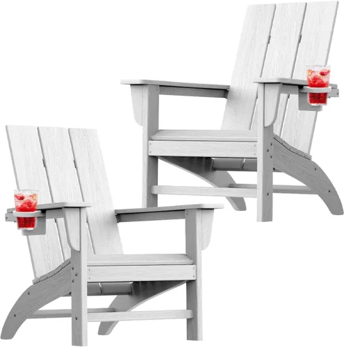 Vista 16 de Silla Adirondack moderna, sillas de patio de plástico HDPE para todo tipo de clima, silla para hoguera, sillas de césped al aire libre para terraza