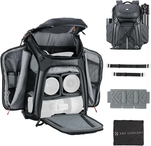 Vista 9 de K&F CONCEPT Mochila para cámara, bolsa para cámara réflex digital de 03-Negro