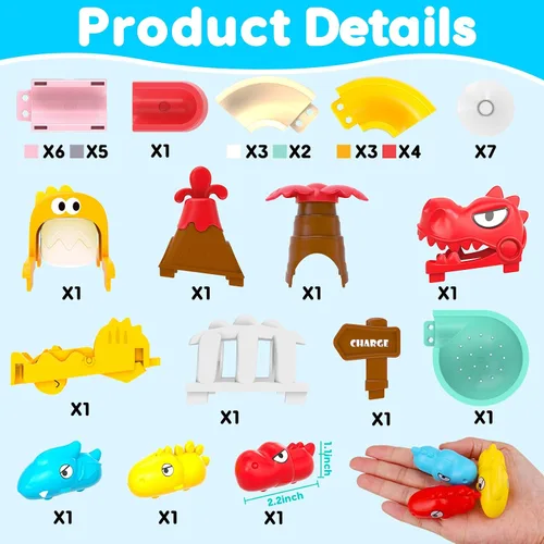 Vista 2 de Juguetes de Baño de Dinosaurios para Niños de 1-3 y 4-8 años, 43 PIEZAS Pistas de Toboganes de Agua DIY con 3 Bañeras de Baño para Niños Pequeños