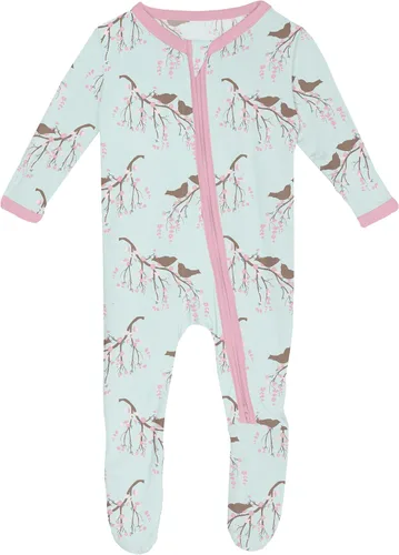 Vista 47 de KicKee Baby & Toddler - Pijama de viscosa ultrasuave de bambú con patas abatibles y puños