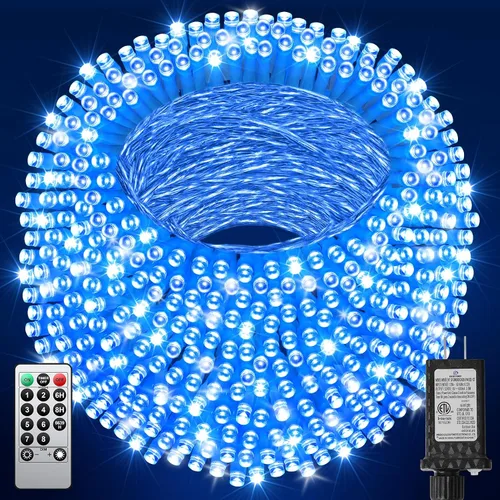 Vista 16 de 380 luces LED de Navidad de 125 pies, guirnalda de luces para exteriores, impermeables, temporizador y memoria, 8 modos regulables, para árbol