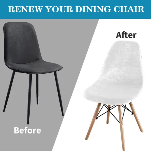 Vista 4 de TOPCHANCES Funda elástica para silla, fundas de silla de mediados de siglo, fundas de terciopelo para sillas sin brazos, protector de silla lavable