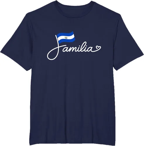 Vista 59 de El Salvador Familia - Camiseta con texto en inglés "La Familia de la Bandera Salvadoreña