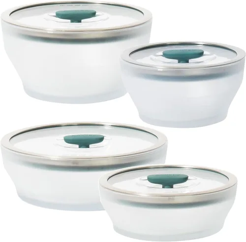 Vista 13 de Anyday Juego de 8 Piezas de Utensilios de Cocina para Microondas y Almacenamiento de Alimentos de Vidrio con Tapas de Vidrio Recipientes Sin