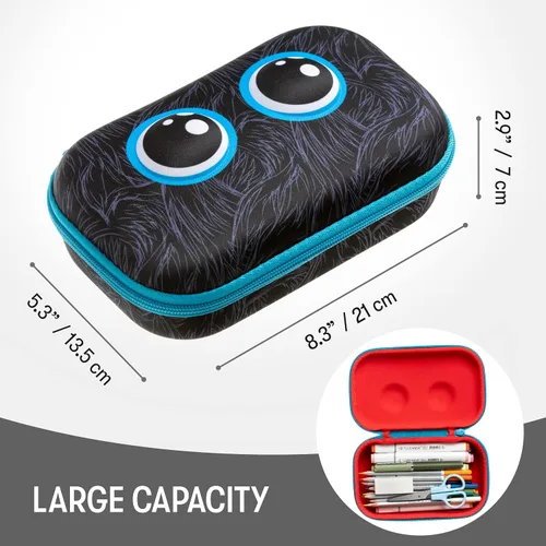 Vista 2 de ZIPIT Caja de lápices Beast para niños, estuche divertido de gran capacidad para la escuela, caja organizadora de papelería, color negro
