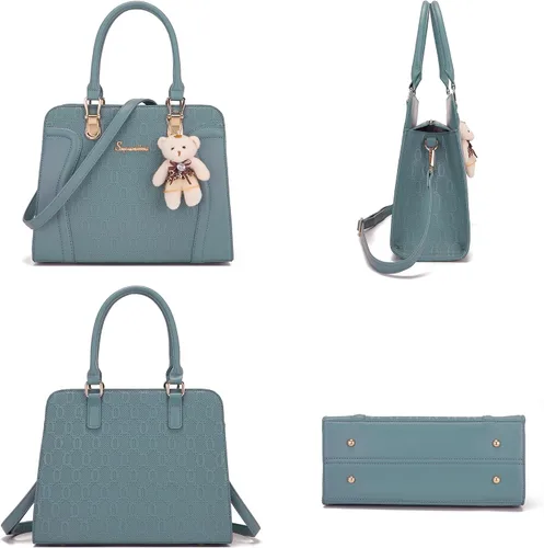 Vista 59 de Bolsos de mano de moda para mujer, bolsa de hombro, asa superior, bolsa de mano, juego de 4 piezas