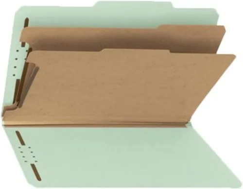 Vista 7 de Smead Carpeta de archivos de clasificación de cartón prensado 100% reciclado, 2 divisores, expansión de 2 pulgadas, tamaño legal, gris/verde, 10 por