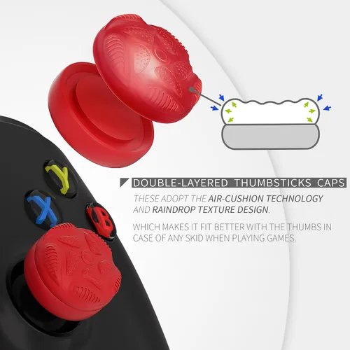 Vista 3 de PlayVital Thumbs - Tapas de cojín para el pulgar para PS54, funda de agarre para el pulgar para Xbox Series XS, tapas de agarre para el pulgar