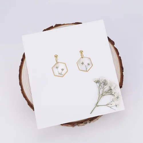 Vista 83 de Forget-Me-Not and Queen Anne's Lace Pressed Wildflower Earrings Pressed Flower Earrings Handmade Drop and Dangle Earrings Gift for Woman