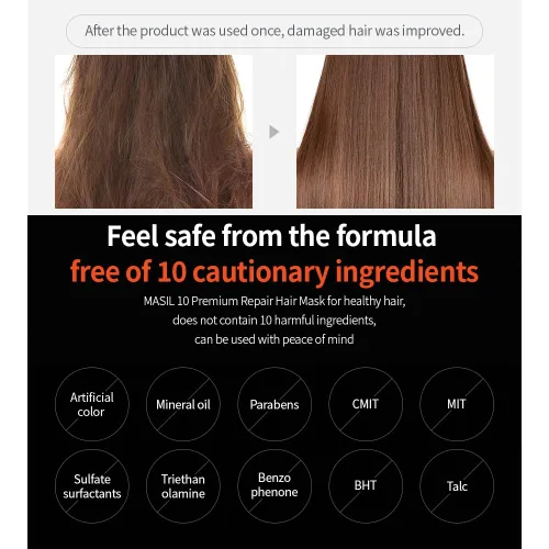 Vista 7 de MASIL Mascarilla reparadora para el cabello 10 premium, tratamiento profundo para cabello seco dañado, queratina profesional coreana y cuidado