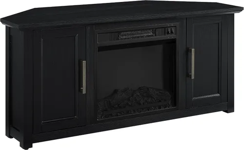 Vista 5 de Crosley Furniture Camden - Soporte esquinero para TV de más de 50 pulgadas, centro de entretenimiento con estantes de almacenamiento, color negro