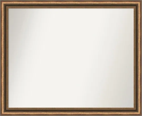 Vista 205 de Amanti Art Espejo de baño de bronce para sobre fregadero, 24 x 24 pulgadas, espejo de tocador cuadrado estrecho de bronce Manhattan, marco de madera