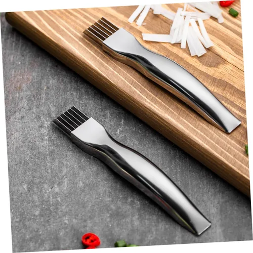 Vista 9 de Cortador de cebolla de acero inoxidable Mandolina Cortador para cocina Dicer Chopper Vegetales Scallion Stripper Herb Stripper