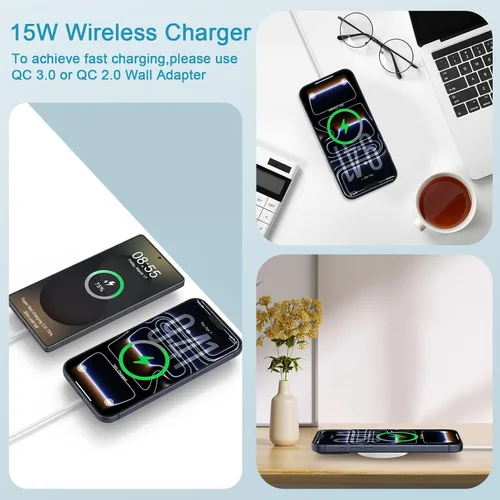 Vista 4 de Cargador inalámbrico magnético para iPhone, almohadilla de carga rápida para cargador MagSafe para iPhone 17 Pro Max Air 16e 16 Pro Max 16 Plus 15