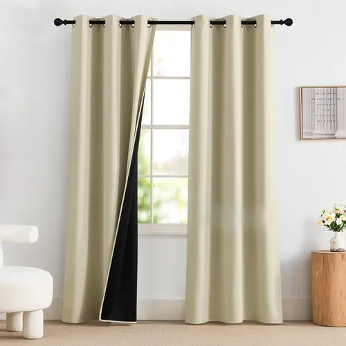 Vista 114 de NICETOWN Cortinas 100% Opacas Cortas de 36 Pulgadas de Largo para Dormitorio, Privacidad Aislamiento Térmico con Ojales Cortinas de Ventana