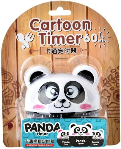 Vista 9 de Temporizador de maquinaria de panda de dibujos animados de tamaño mini 60 minutos Temporizadores de cocina mecánica Reloj contadores de alarma Negro