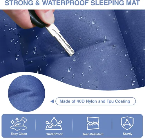 Vista 4 de Colchoneta de dormir para camping, alfombrilla de campamento extra gruesa de 5" con almohada y bomba de pie integrada, colchoneta inflable