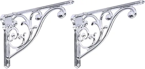 Vista 67 de Soportes de estante de 4 pulgadas, paquete de 4 soportes de pared de latón antiguo de alta resistencia, estantes decorativos de cocina victoriana