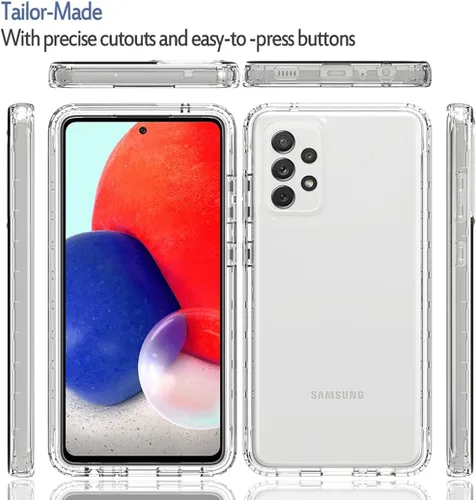 Vista 5 de Funda compatible con Galaxy A33 5G, Samsung A33 5G con protector de pantalla de vidrio templado, cuerpo completo, a prueba de golpes, transparente