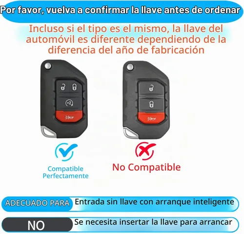 Vista 2 de Funda para Llavero de Jeep con Llavero Carcasa de Llave de Protección Completa Suave Estuche de Llave Compatible con Jeep Gladiator JT Sahara JLU