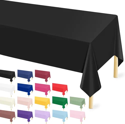 Vista 18 de Mulbozy Mantel de plástico negro desechable 4 unidades, 54 × 108 pulgadas