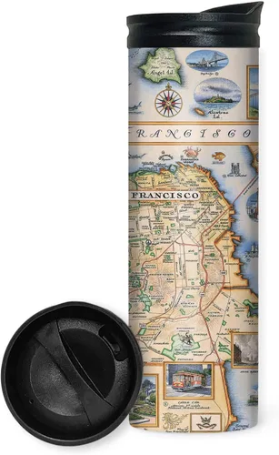 Vista 11 de Xplorer Maps 1000 Islands Map - Vaso de viaje de 16 onzas con tapa resistente a derrames, vaso de café aislado al vacío de acero inoxidable