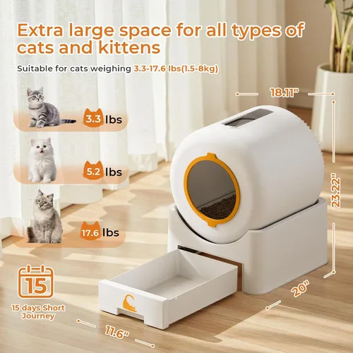 Vista 2 de Caja de arena automática de 75L con control de aplicación, perfecta