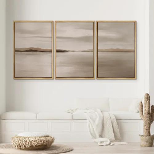 Vista 93 de SIGNWIN Lienzo enmarcado para pared, juego de arte pastel con cadena montañosa, bosque, niebla, naturaleza silvestre, ilustraciones modernas, arte