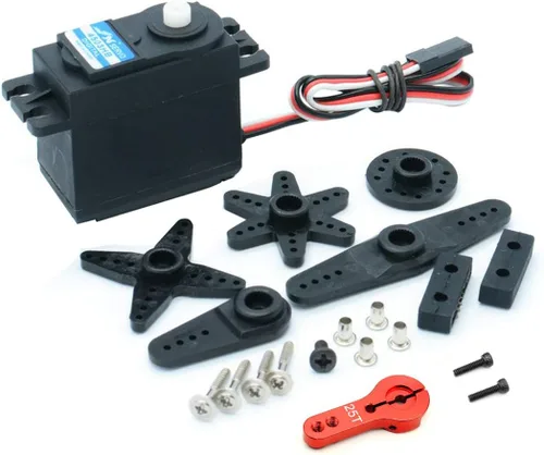 Vista 6 de JX Servo PDI-4503HB - Engranaje de plástico servo de 120°, 330Hz, estándar digital, gran par para helicóptero, robot de coche (1 unidad, negro)