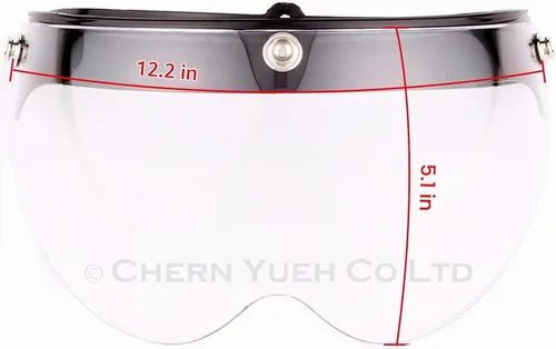 Vista 2 de Visera universal de 3 broches para casco de motocicleta de cara abierta, escudo contra el viento abatible hacia arriba (transparente)