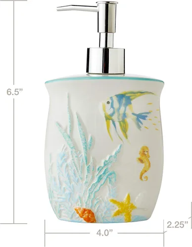 Vista 5 de SKL Home Dispensador de jabón de acuarela oceánica, multicolor