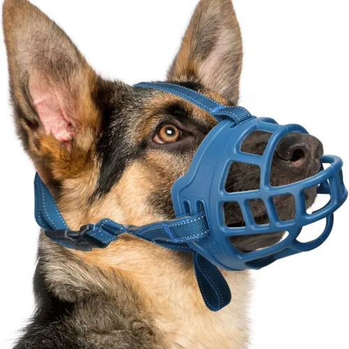 Vista 8 de Bozal de cesta de perro BARKLESS para pastor alemán para evitar morder Small Medium Large Dogs, Soft Cage Mouth Cover for Biting Chewing, Allow