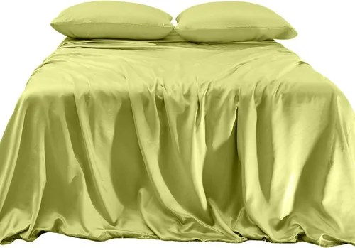 Vista 13 de Elegant Comfort Lujoso juego de sábanas de satén sedoso de 4 piezas, agradable para la piel y el cabello, resistente a las arrugas, la decoloración