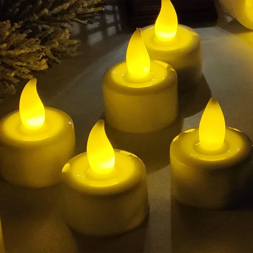 Vista 8 de YASENN Velas recargables de color blanco cálido LED velas de té 12 piezas programa de efecto de llama parpadeante velas de plástico sin llama