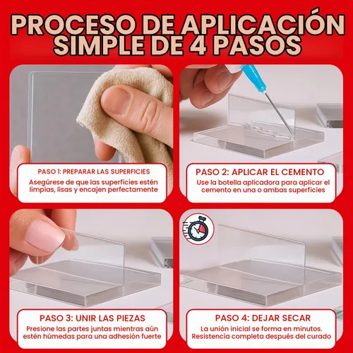 Vista 7 de Cemento acrílico de unión con botella aplicadora [4 onzas] - Pegamento transparente para plexiglás, láminas y plástico - Adhesivo de fijación