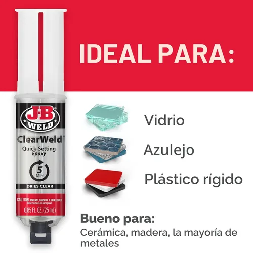 Vista 5 de J-B Weld 50112 ClearWeld Jeringa de Epoxi de Fraguado de 5 Minutos - Transparente - 25 ml, 25ml