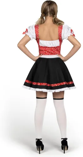 Vista 7 de Spooktacular Creations - Conjunto de disfraz de Oktoberfest alemán para mujer, vestido de niña de cerveza alemana negro y rojo y medias altas