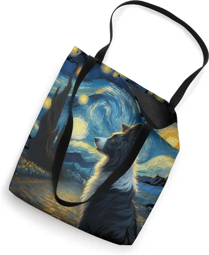 Vista 2 de Stellar Canine Dreamscape Border Collie Starry Night Tote Bag