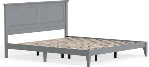 Vista 5 de Cama de plataforma de madera maciza estilo cabaña en tamaño King - Ultimate Grey gris (Ultimate Grey)
