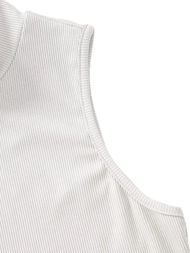Vista 4 de Verdusa Camiseta corta básica sin mangas con cuello alto falso para mujer